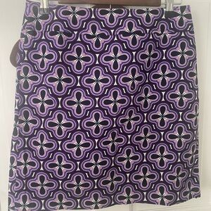 Ann Taylor Purple and Black Patterned Mini Skirt